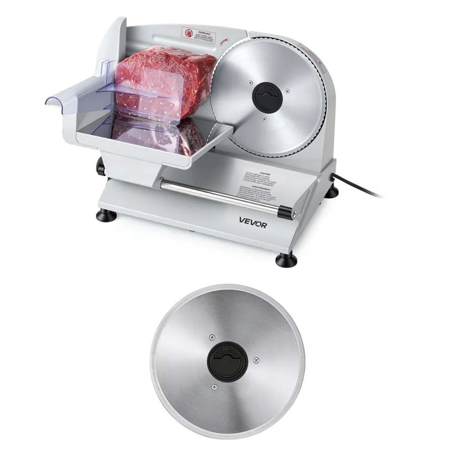 VEVOR Meat Slicer, Electric Deli Slicer with Two 190mm SUS420 Blades & 0-15mm Adjustable Thickness, 200W Home Food-Slicer for Frozen Meat, Ham, Baguett, Steak