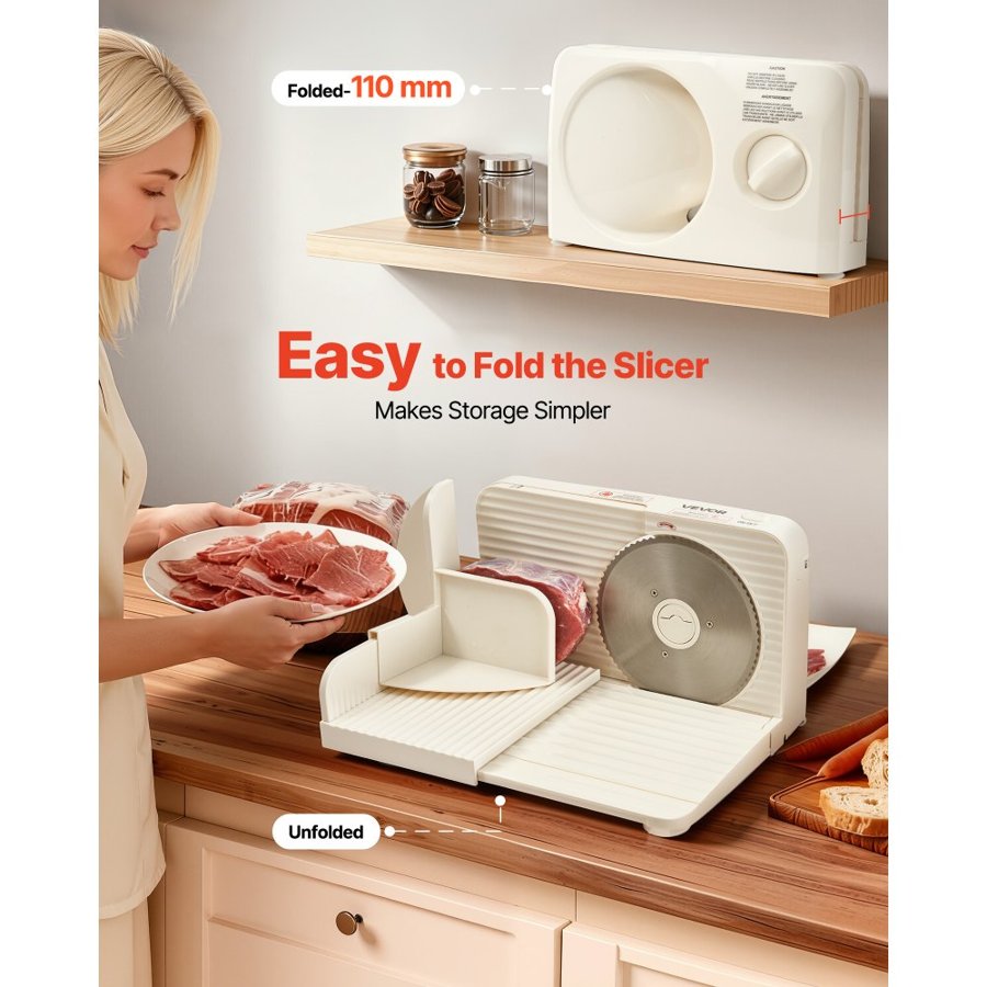 VEVOR Electric Deli Meat Slicer – 180W, 170mm Blade, 0-15mm