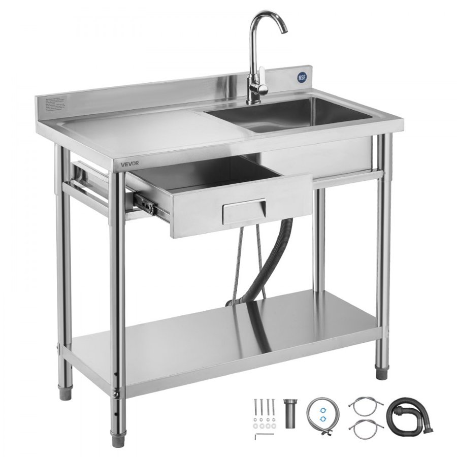 VEVOR Stainless Steel Freestanding Utility Sink – 360°