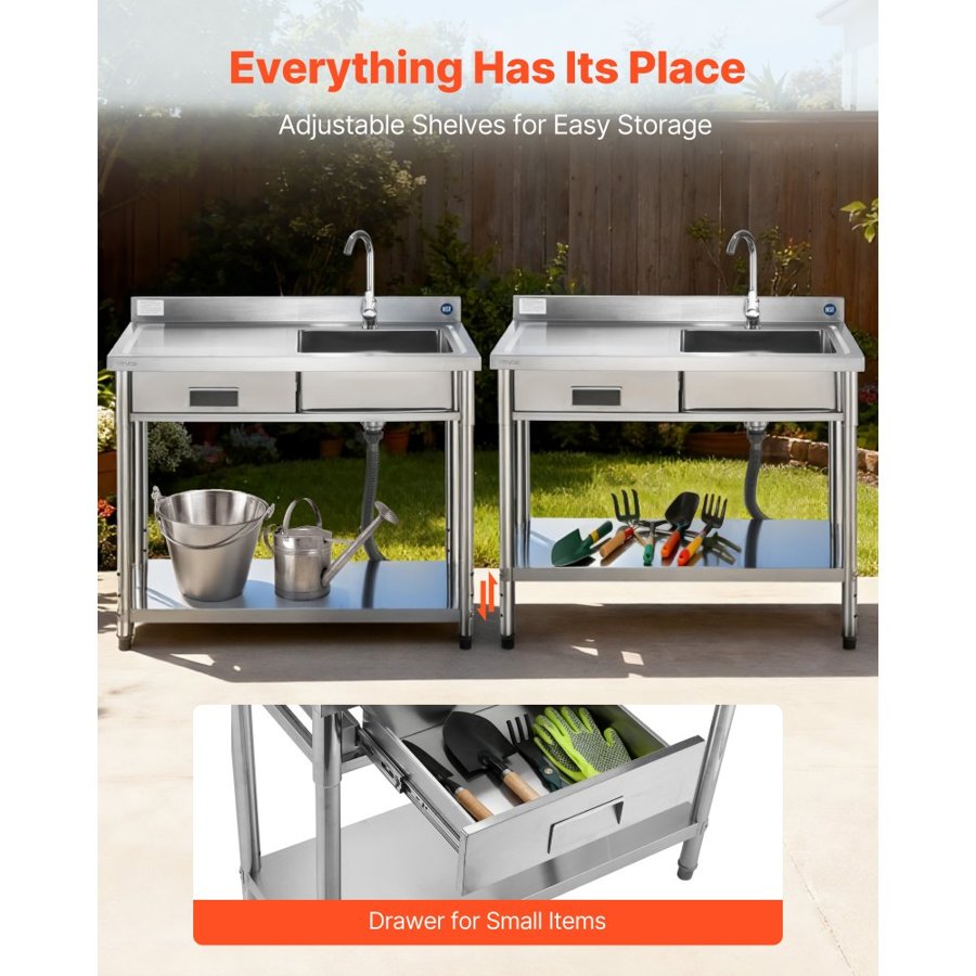 VEVOR Stainless Steel Freestanding Utility Sink – 360°