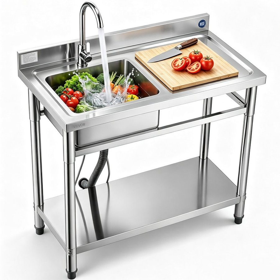 VEVOR Freestanding Utility Sink – 39.37"x19.69"x37", NSF