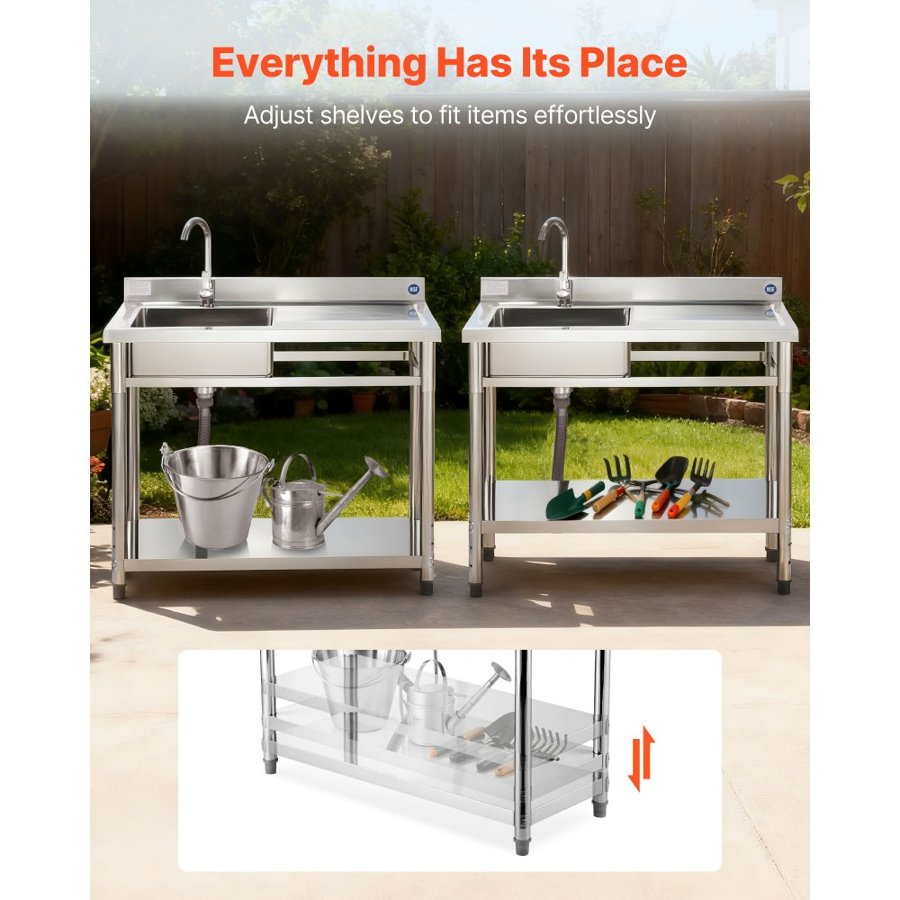 VEVOR Freestanding Utility Sink – 39.37"x19.69"x37", NSF