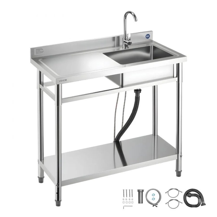 VEVOR Stainless Steel Kitchen Sink With Faucet – 39.4 Inch