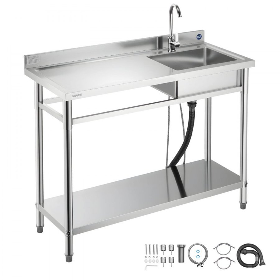 VEVOR Free Standing Stainless Steel Utility Sink – 47x19.7"