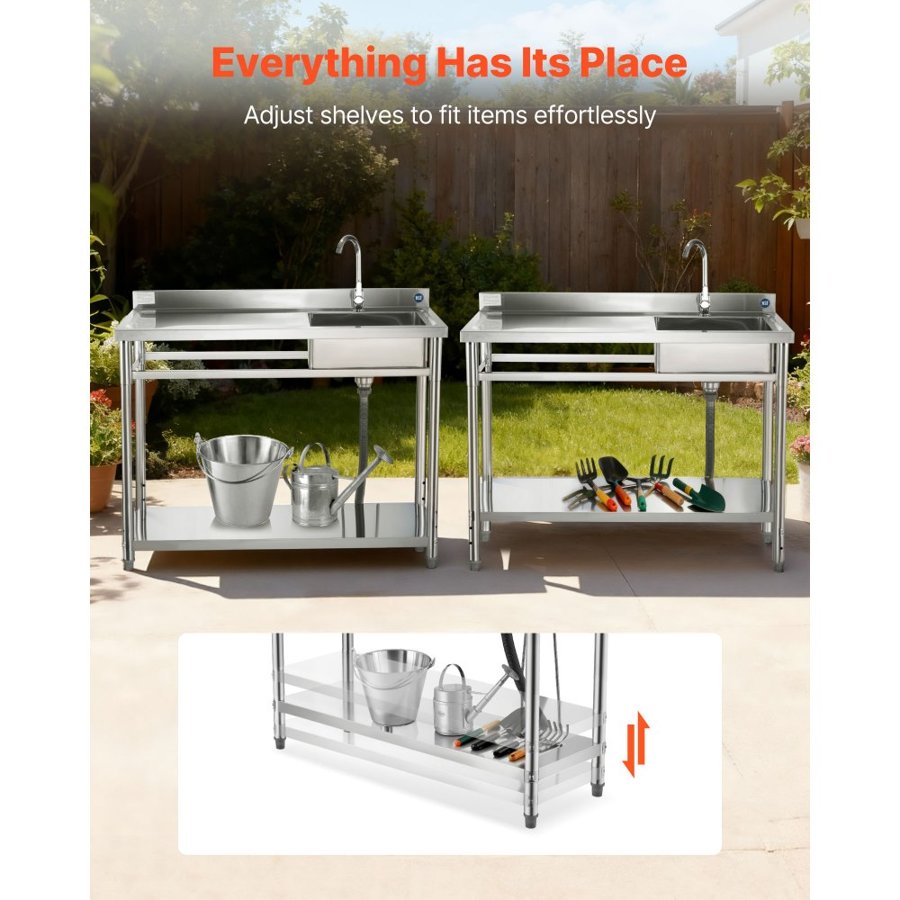 VEVOR Free Standing Stainless Steel Utility Sink – 47x19.7"