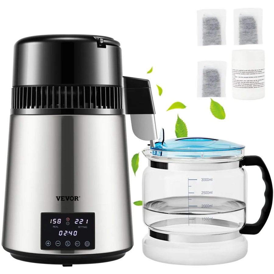 VEVOR Home Water Distiller – 4L, 1750W, Dual Temp, 1.5L/H