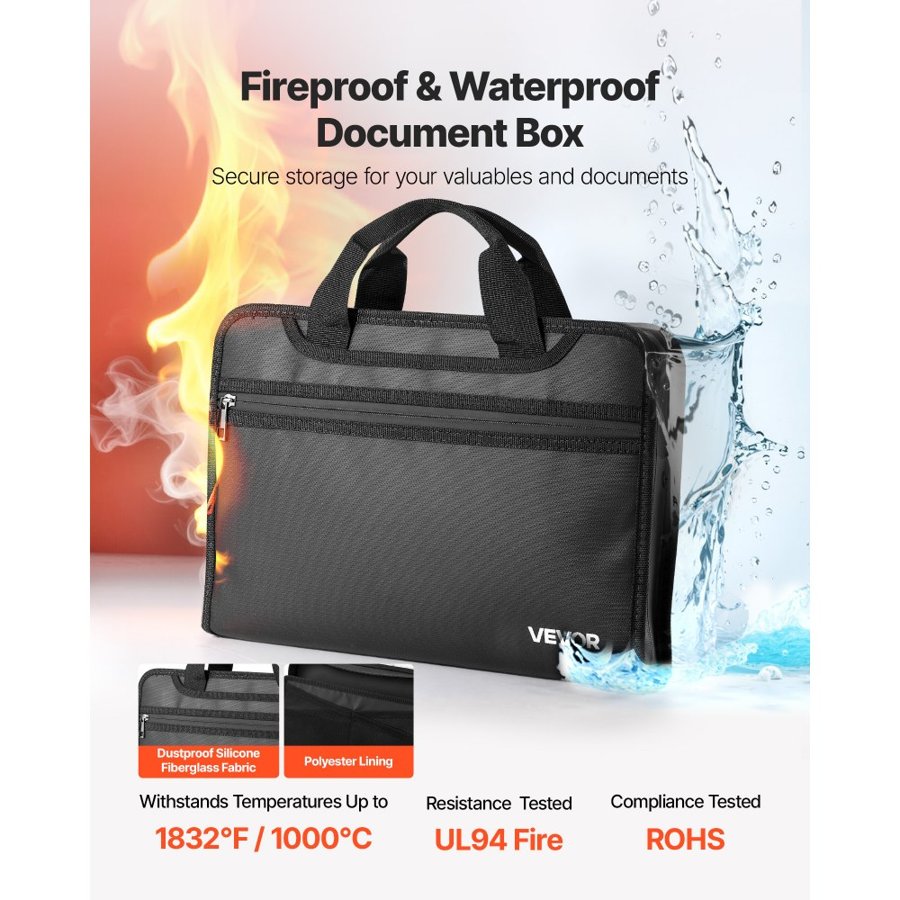 VEVOR Document Fireproof Bag – 1832℉ Heat & Waterproof
