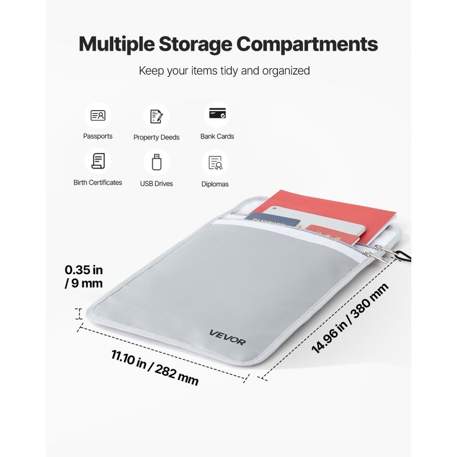 VEVOR Fireproof and Waterproof Document Bag – 14.96"x11.10"