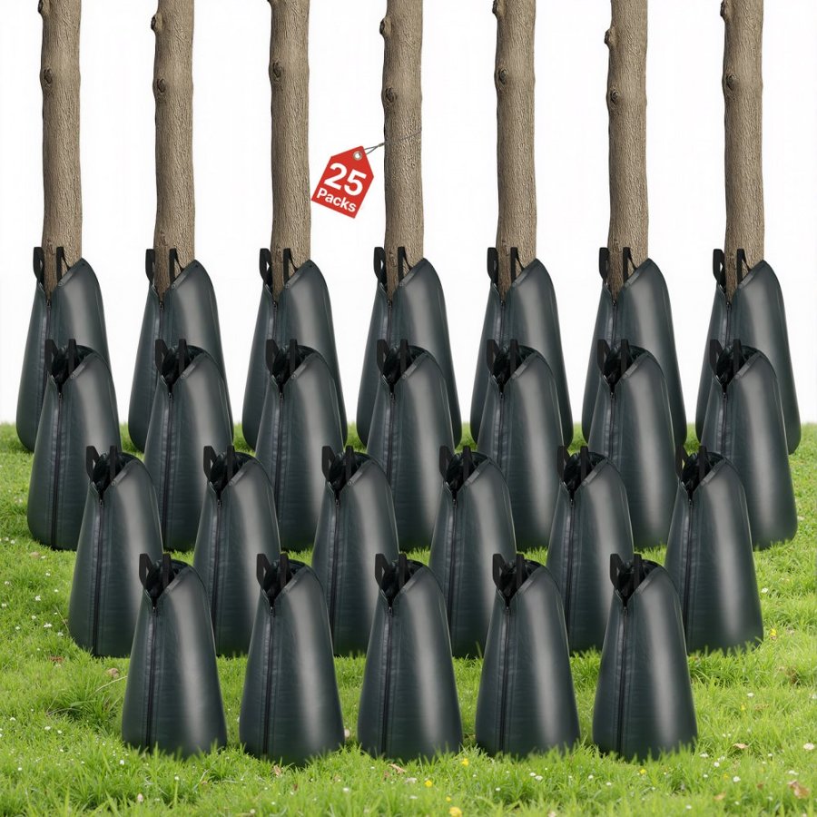 VEVOR 75.7 L Tree Watering Bags, 25 Pack 3-4 Hours Slow Release Gator Bags for Trees, Heavy Duty PE Tree Drip Irrigation Bag with Zipper, Durable & Reusable Deep Root Shrub Watering Bag