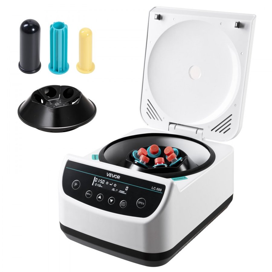 VEVOR Centrifuge Machine, 100-2100xg RCF Electric Laboratory Centrifuge Machine with 1 Rotor for 2/5/10/15/50ml Tube Capacity, Low Speed 500-4000rpm with Timer, Widely Used in Various Experiments
