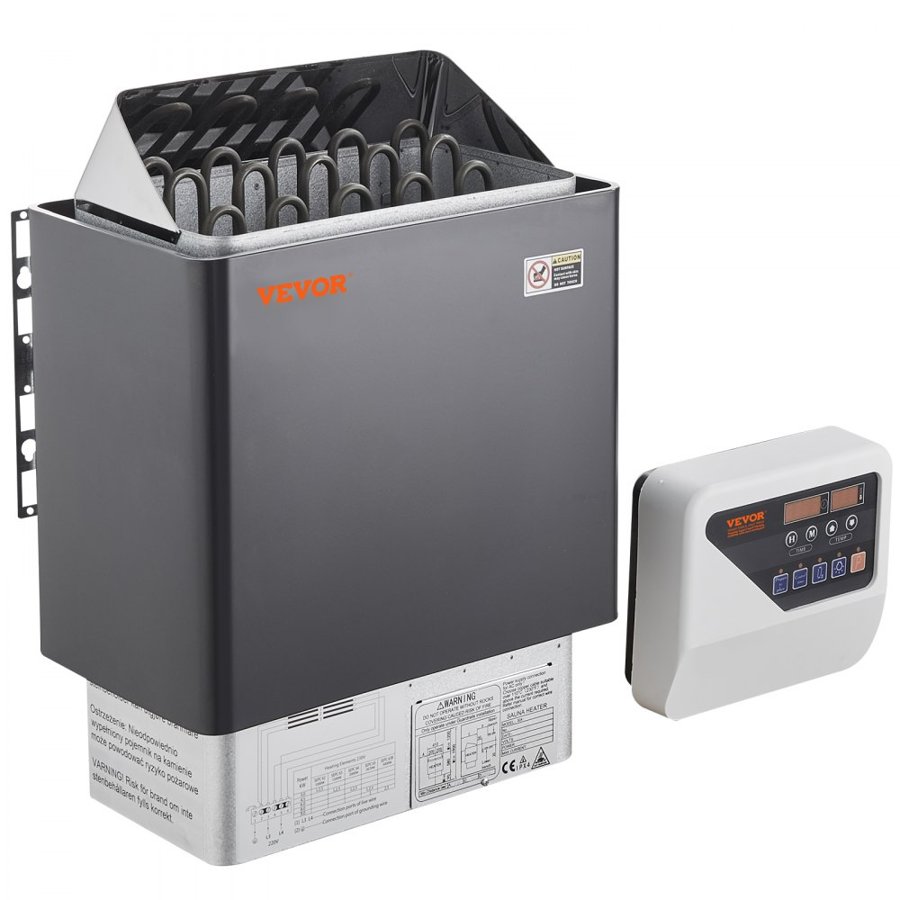 VEVOR Sauna Heater, 8KW Electric Sauna Stove, 400V 3N Portable Indoor/Outdoor Sauna Heater with 3h Timer, Digital Controller for 8-12 m³ Home, Commercial Hotel Spa Shower Use, Max 110℃