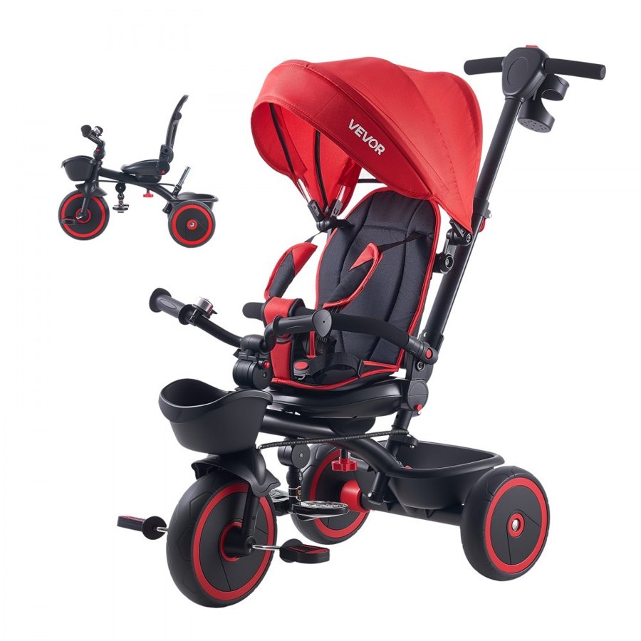VEVOR Convertible Toddler Tricycle Stroller – 6-in-1, 55 lbs