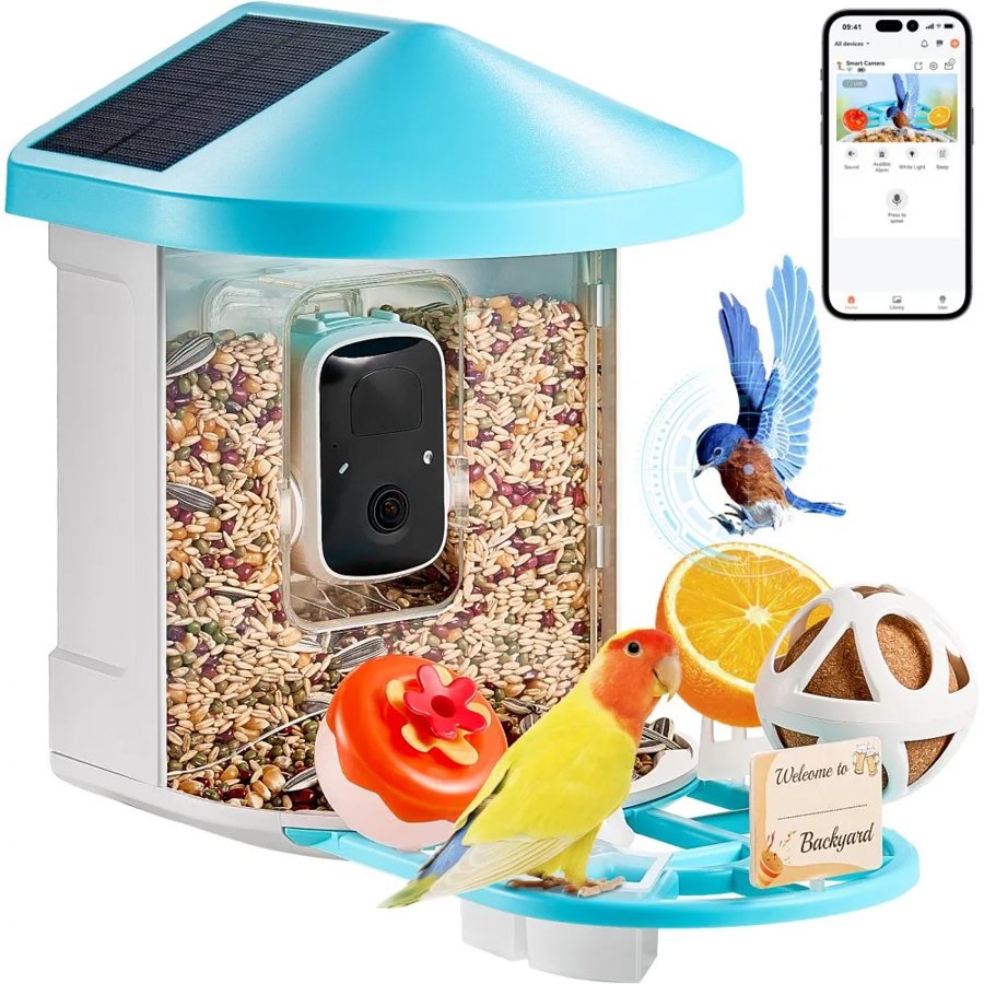VEVOR AI Bird Feeder With Camera - 2K HD, Solar Powered