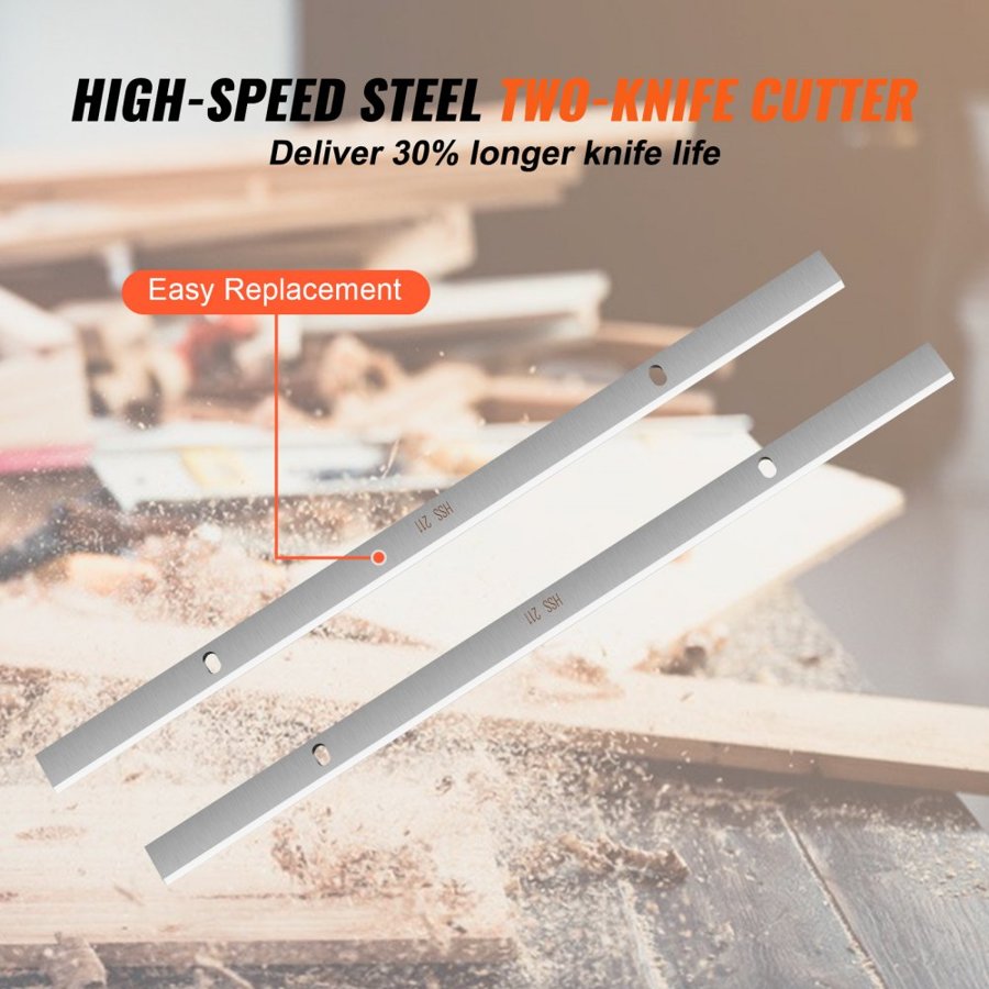 VEVOR Thickness Planer, Single Speed, 33 cm Width Worktable Benchtop Planer, Two-Blade, 15-Amp 1800W Powerful Motor, 30.5 cm Extended Infeeding Table, Low Noise for Both Hard & Soft Wood Material Removal