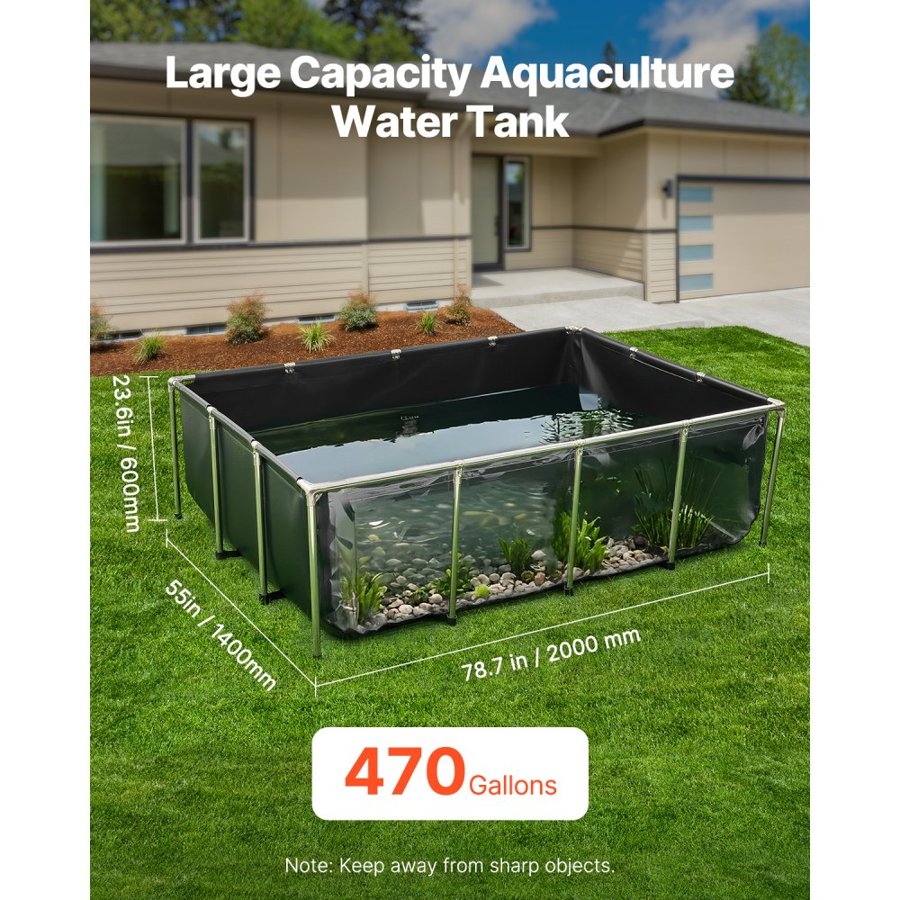 VEVOR PVC Fish Pond - 470 Gal,  78.7 x 55 x 23.6 inches