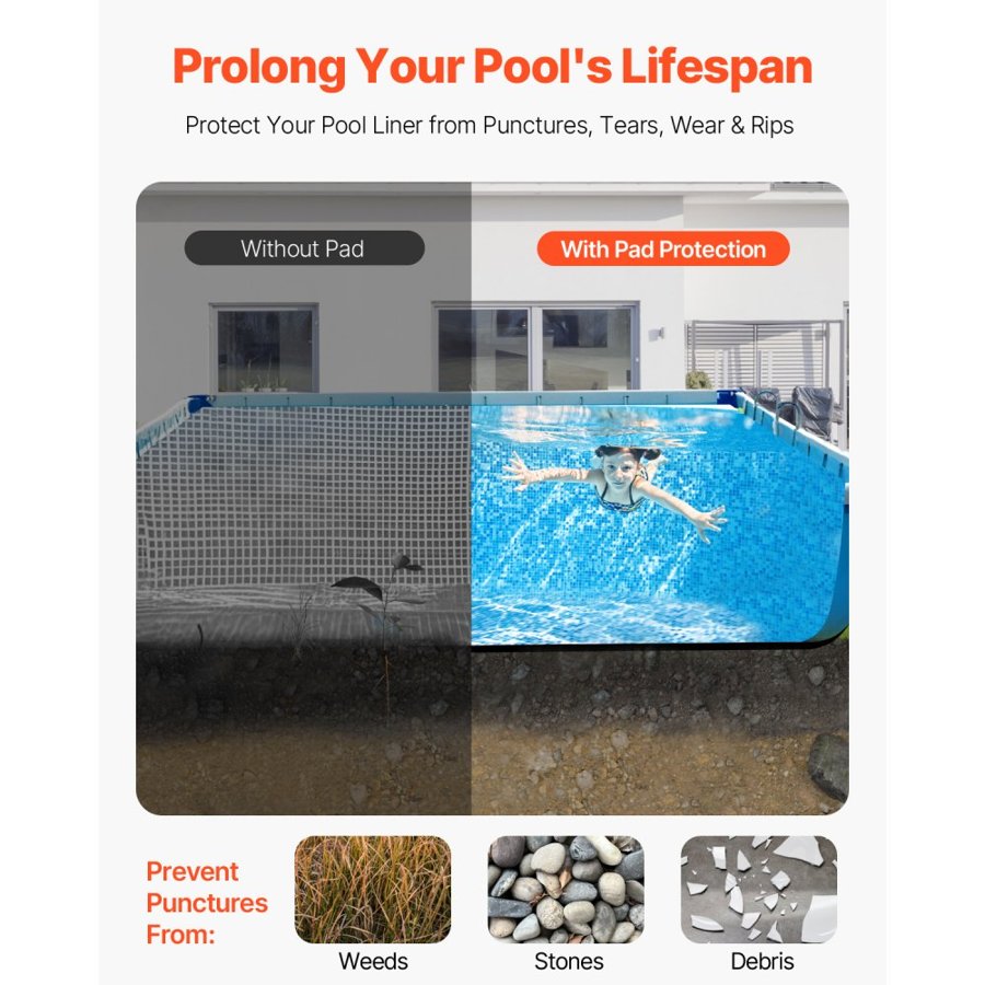 VEVOR Above Ground Pool Liner Pad – 16×32 ft, Extra-Thick