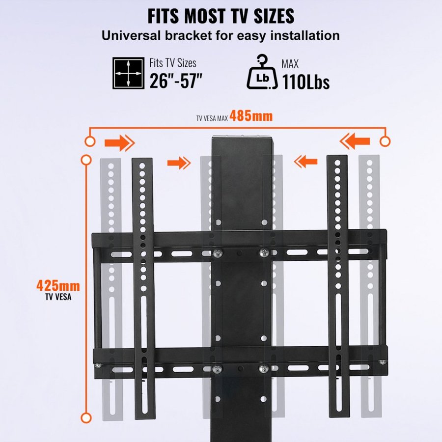 VEVOR Motorized TV Lift Stroke Length 71.1 cm Motorized TV Mount Fit for 66–144.8 cm TV Lift with Remote Control Height Adjustable 71.1 cm Load Capacity 59.9 kg