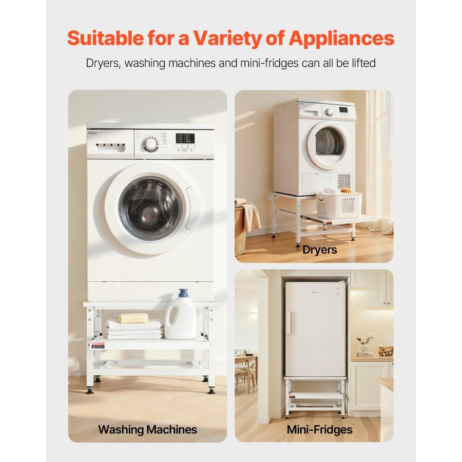 VEVOR Washer and Dryer Pedestal – 410mm, Pull Out Tray