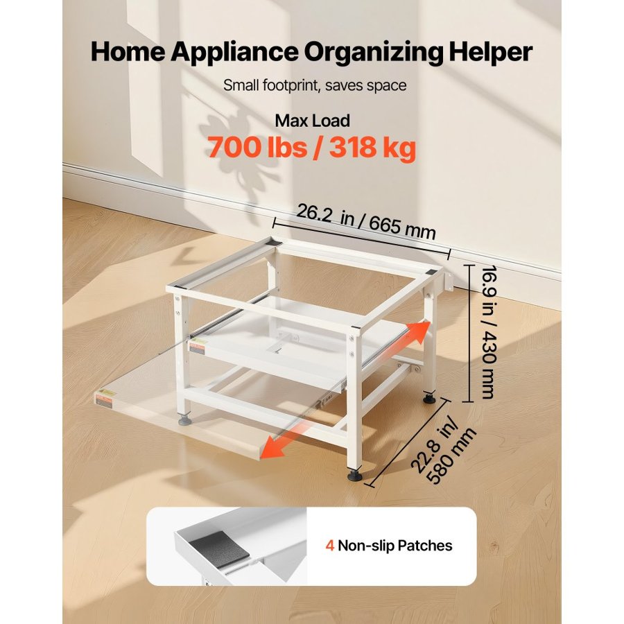 VEVOR Washer and Dryer Pedestal – 410mm, Pull Out Tray