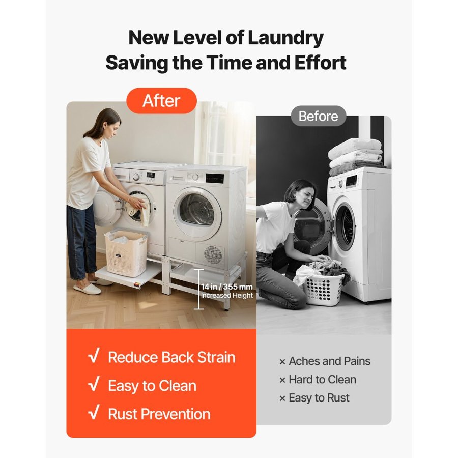 VEVOR Universal Washer and Dryer Pedestal – 355mm, 2 Pack