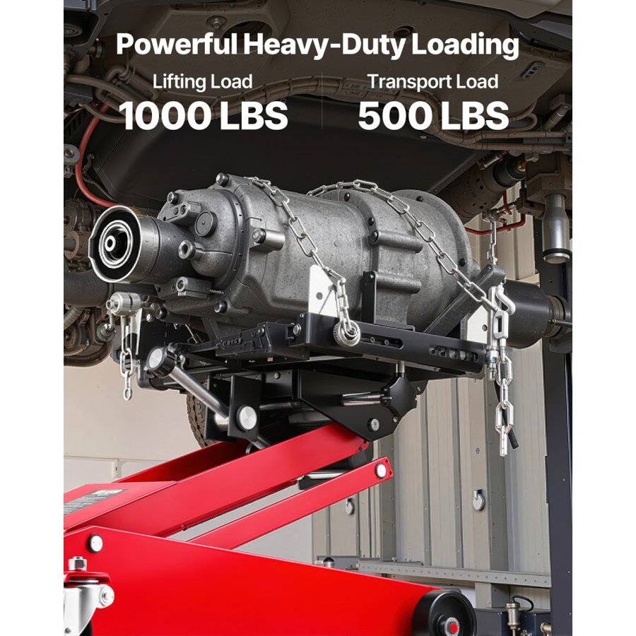 VEVOR Low Profile Floor Jack, 1000 lbs / 0.45 Ton Lifting Capacity Telescoping Transmission Floor Jack, 16-64 cm Lifting Height, 360° Swivel Front wheels, Heavy-Duty Lift Hoist for Garage, Repair Shop