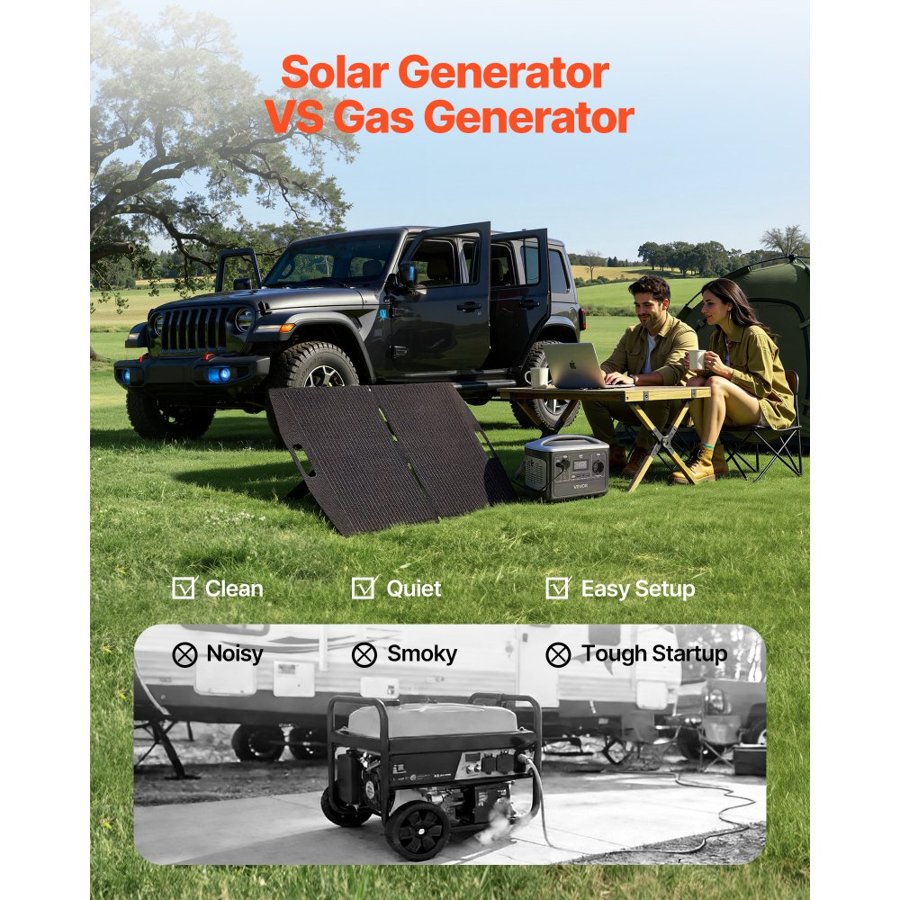 VEVOR 600W Portable Power Station with Solar Panel – 493Wh