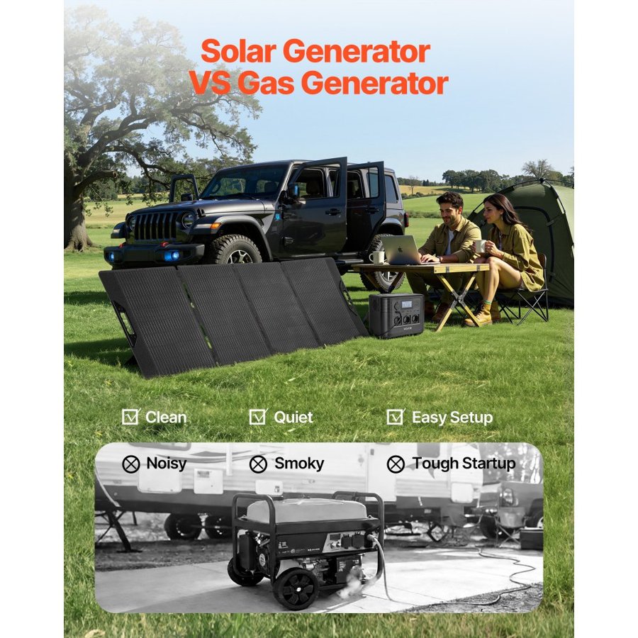 VEVOR 1200W Portable Power Station with Solar Panel – 806Wh