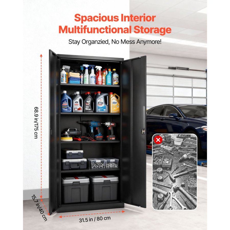 VEVOR Metal Garage Storage Cabinet – 175 cm, 5 Tiers