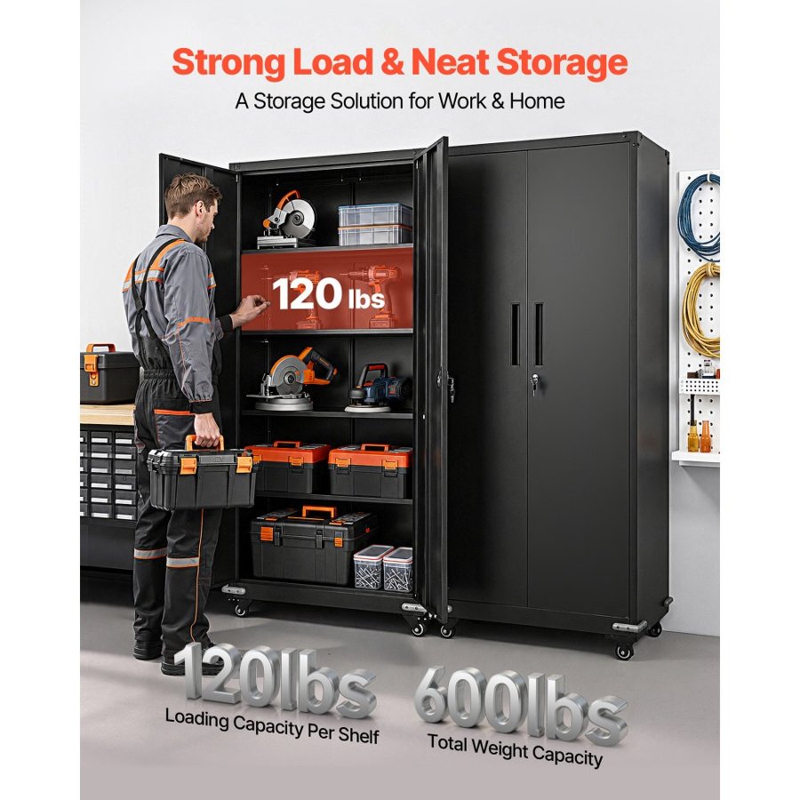 VEVOR Steel Rolling Garage Cabinet – 184.5 cm, 5 Tiers