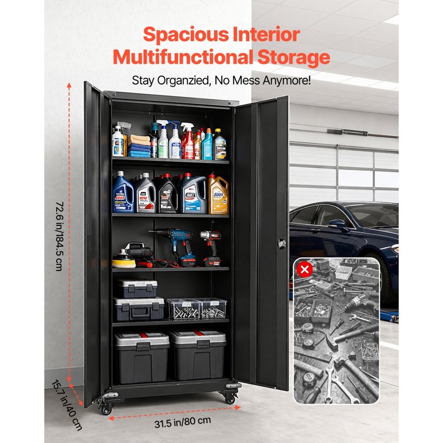VEVOR Steel Rolling Garage Cabinet – 184.5 cm, 5 Tiers