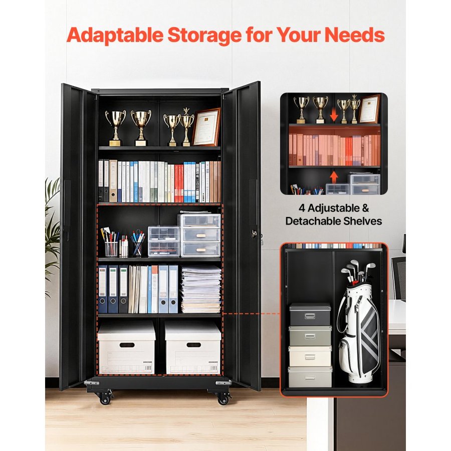 VEVOR Steel Rolling Garage Cabinet – 184.5 cm, 5 Tiers