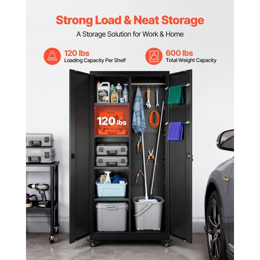VEVOR Metal Tool Storage Cabinet – 70.6" Rolling 5-Tier