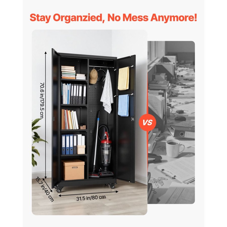 VEVOR Metal Tool Storage Cabinet – 70.6" Rolling 5-Tier