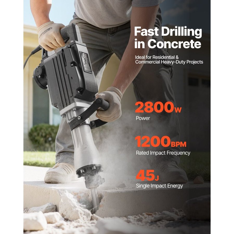 VEVOR Electric Demolition Jack Hammer Concrete Breaker – 45J