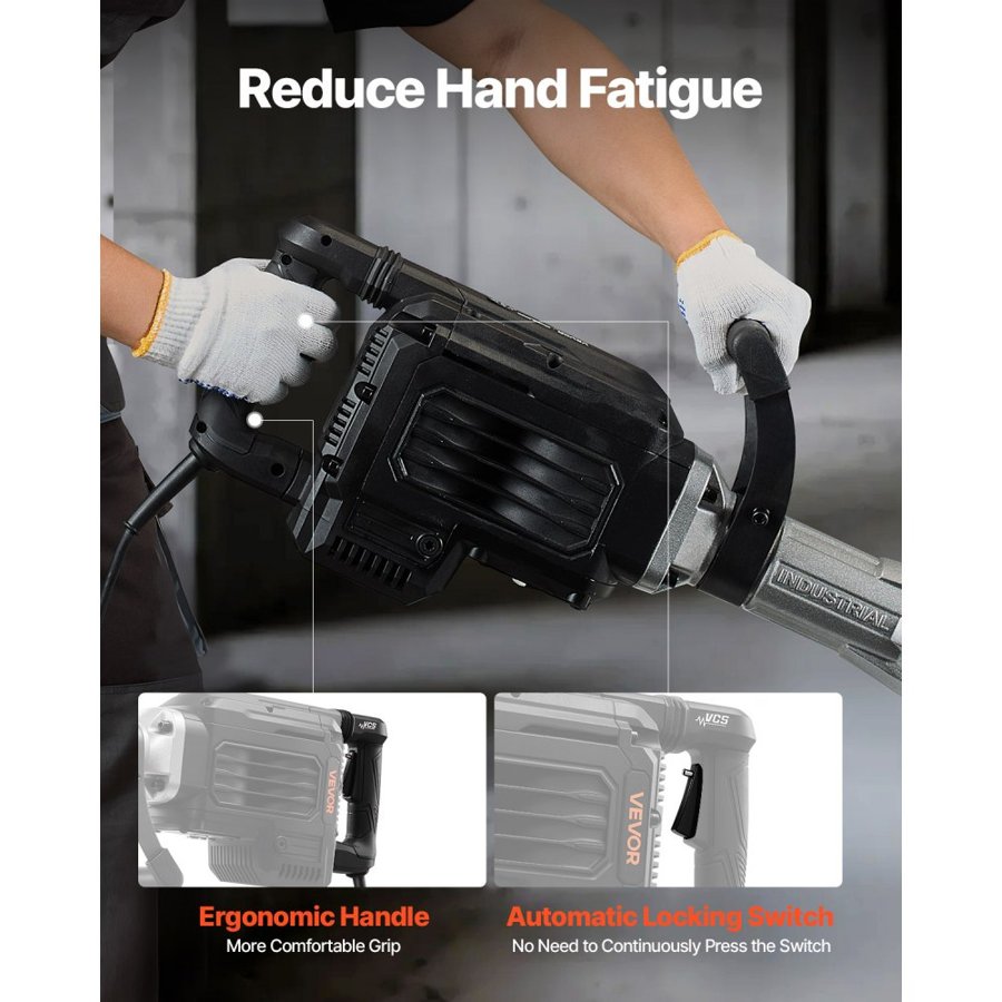 VEVOR Electric Concrete Breaker – 3000W, 1700 BPM Jackhammer