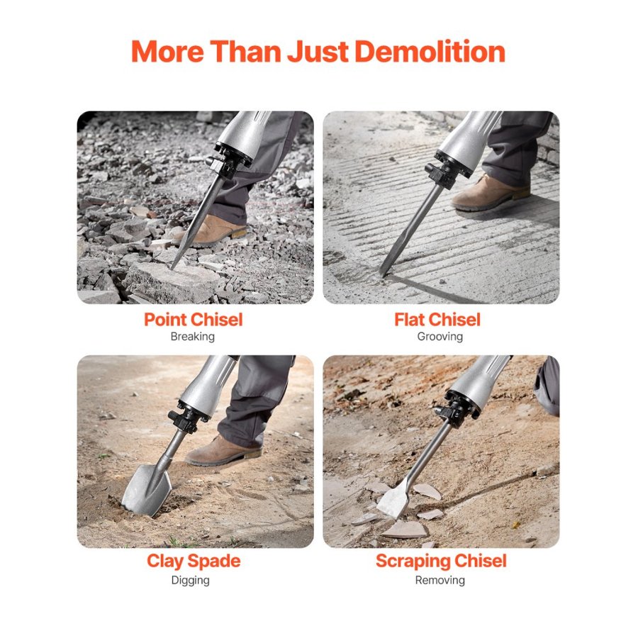 VEVOR 2200W Electric Demolition Jack Hammer – 4 Chisels