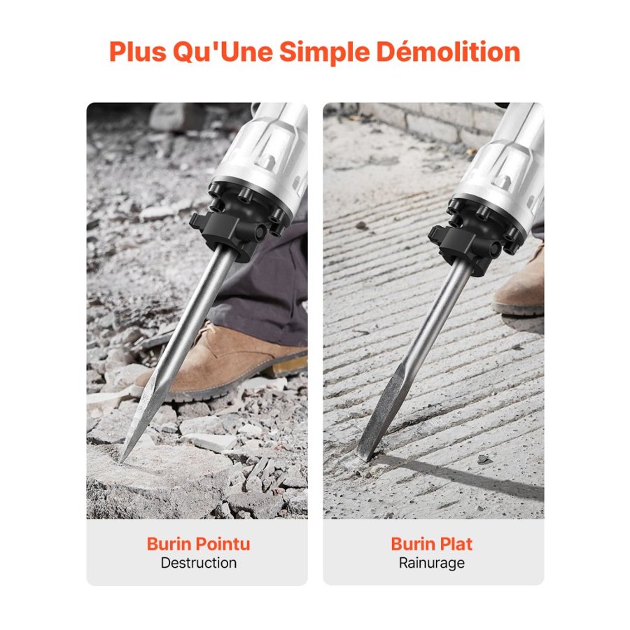VEVOR Electric Chisel Hammer - 3500W, 60J, 2 Bits, 110V