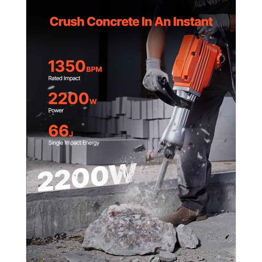 VEVOR Concrete Demolition Jack Hammer – 2200W, 220V