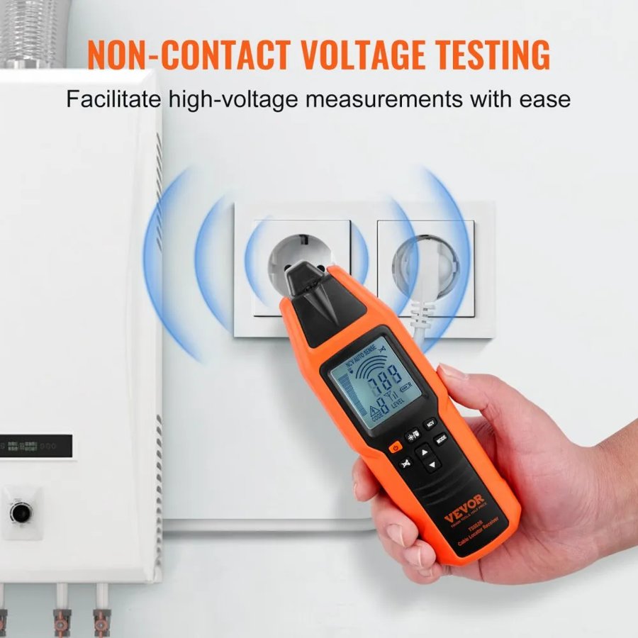 VEVOR Subterranean Wire Tracker, Up to 2.5m Detection Depth, Voltage Range 12-600V, Circuit and Line Break Locator, Extends to 6561 FT for Underground Pipes, Electric Fencing, Hidden Wires