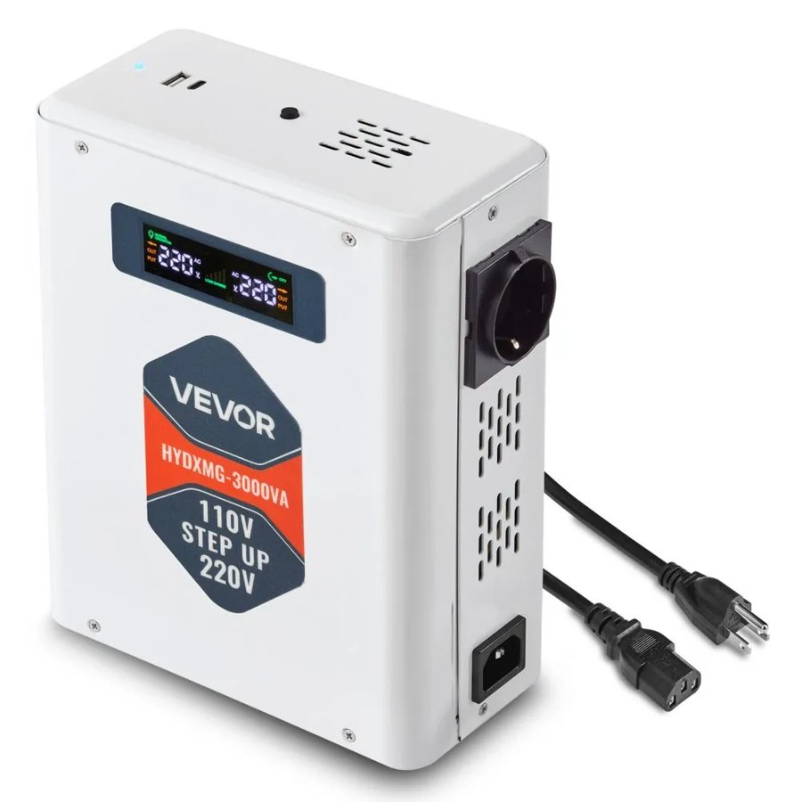 VEVOR Step Up Voltage Converter 110V to 220V- 2 EU,1 USB