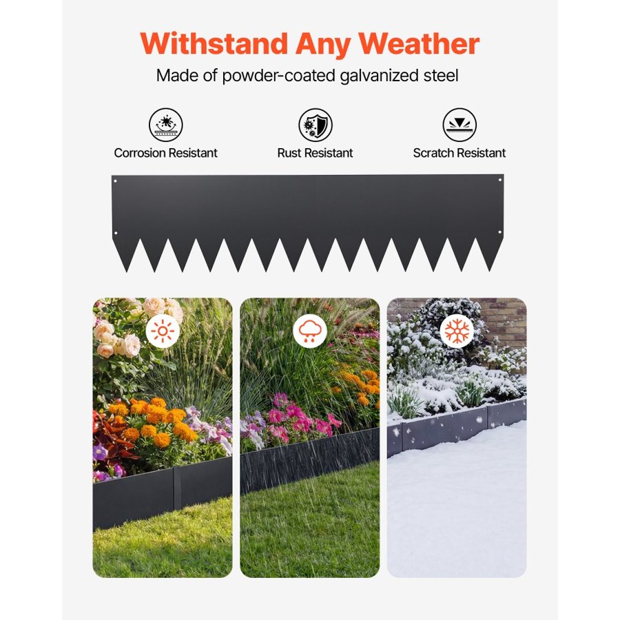VEVOR Galvanized Steel Landscape Edging – 6 Pack, 40x10"