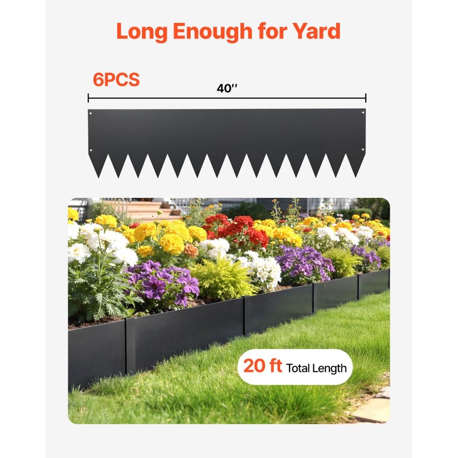 VEVOR Galvanized Steel Landscape Edging – 6 Pack, 40x10"