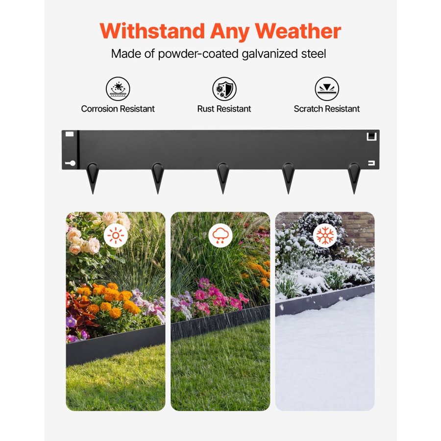 VEVOR Galvanized Steel Lawn Edging – 6-Pack, 40×8.15 In.