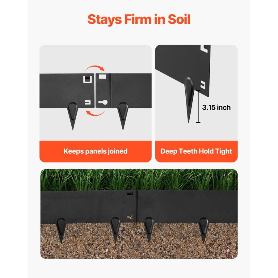 VEVOR Galvanized Steel Lawn Edging – 6-Pack, 40×8.15 In.