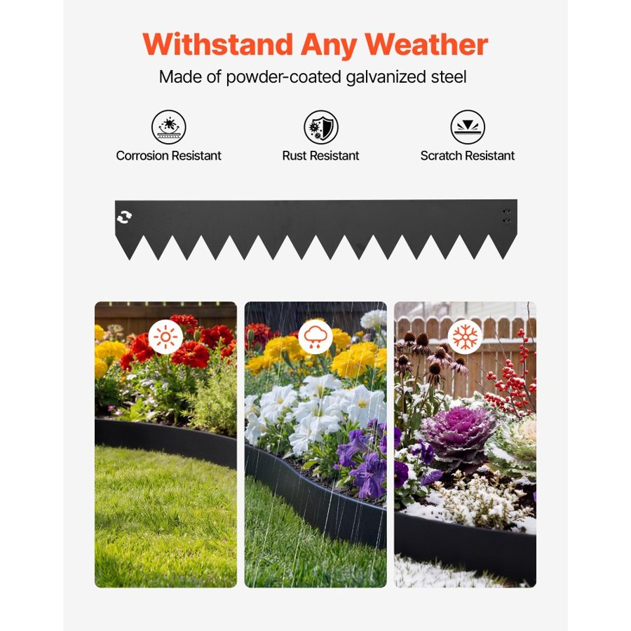 VEVOR Black Metal Edging for Landscaping –1016 x 152mm
