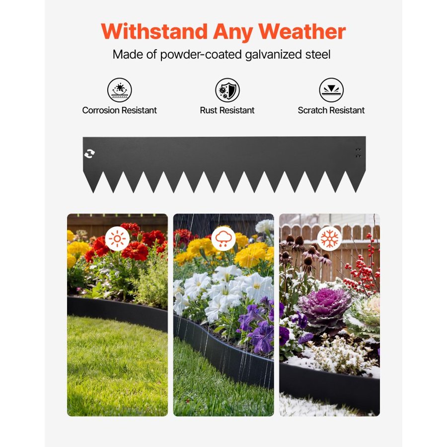 VEVOR Bendable Metal Garden Edging – 6-Pack, 1016×203mm