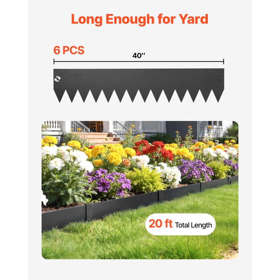 VEVOR Bendable Metal Garden Edging – 6-Pack, 1016×203mm