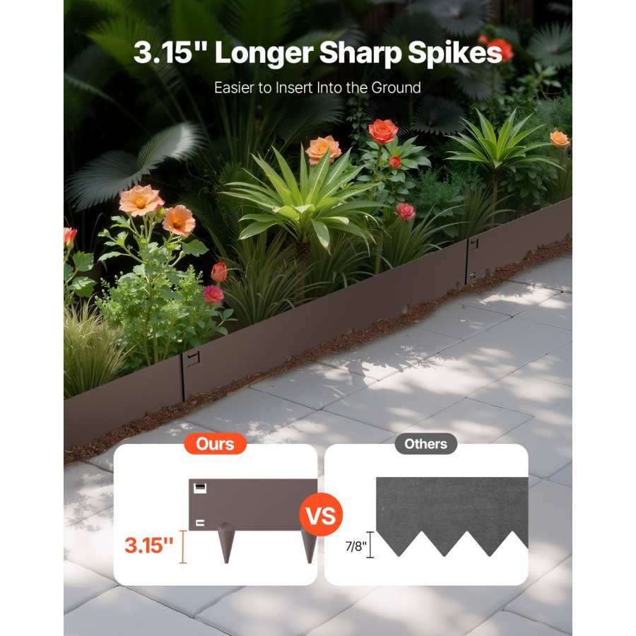 VEVOR Landscape Edging Brown – 39×4 in Steel Panels, 5-pack