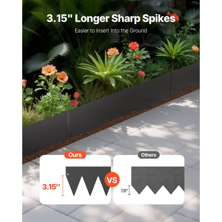 VEVOR Metal Border Garden Edging – 6 Packs, 40 x 6 Inch