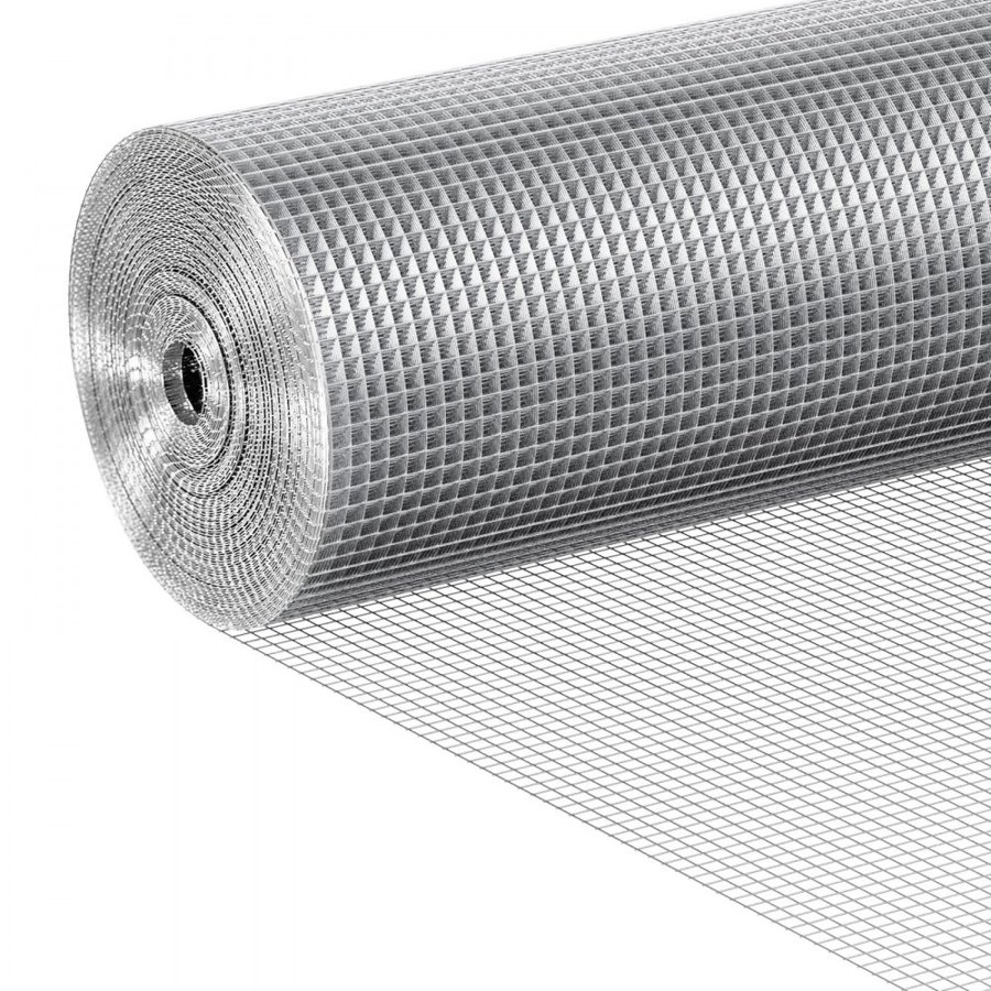VEVOR Hardware Cloth 6.35 mm 915 mm x 15.24 m 23 Gauge Chicken Wire Fence, Hot-Dip Galvanized After Welding Metal Wire Mesh Roll, Garden Plant Welded Fencing Roll Supports Poultry Netting Cage Fence